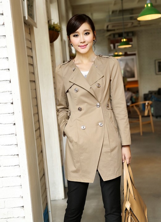 Beautiful Women Khaki Jacket Wind Coat For Spring, Autumn, Winter on Luulla