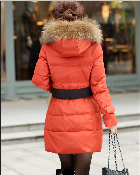 Winter Women Medium Style Down Jacket Orange on Luulla