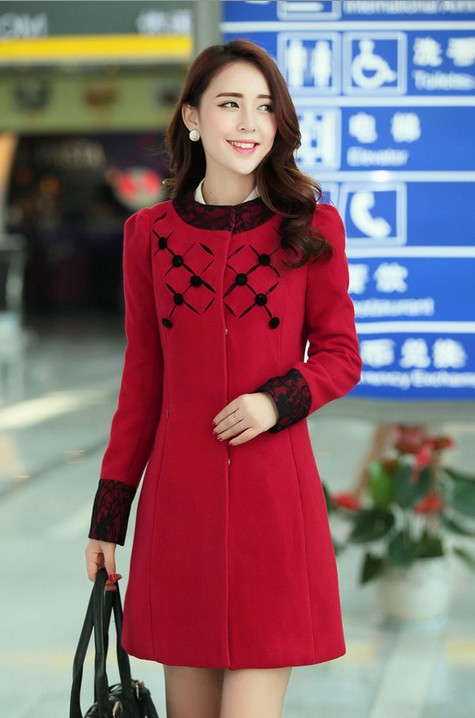 Women Beautiful Wool Coat Red on Luulla